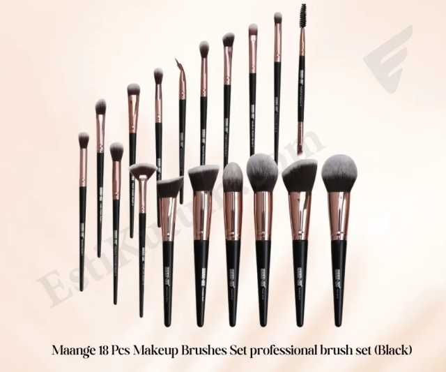 Maange 18 Pcs Makeup Brushes Set – Professional Brush Set (Black)